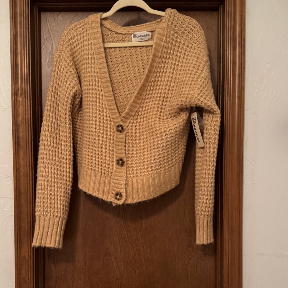 No boundaries  Camel Button-Up Cardigan